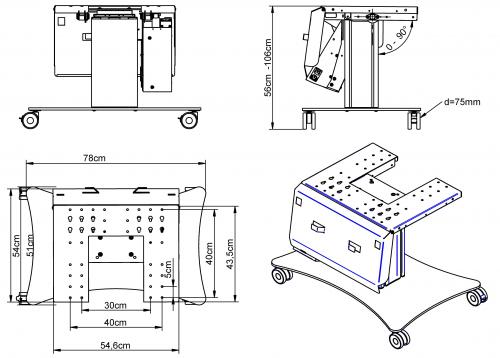 Produkt Bild Elektrisch höhenverstellbarer & neigbarer TV Rollwagen, mobiler Monitorständer, 50 cm Hub SCETTACM25BK-SN